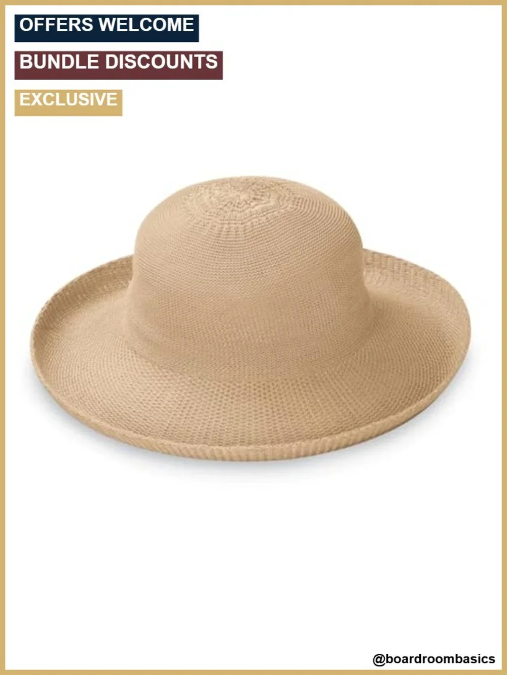 Packable Poly-Straw Sun Hat with UPF 50+ Protection, Adjustable Drawstring